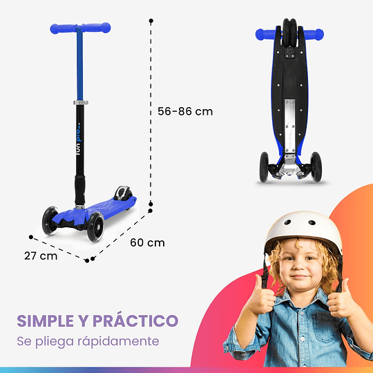 Two Scooter - o skate seguro premium para crianças, com LED nas rodas, dobrável, a partir de 5 anos, até 80 kg de carga, certificado TÜV, preto