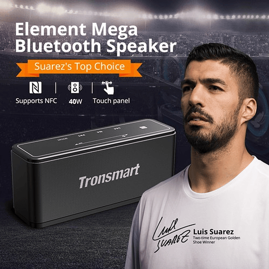 Tronsmart Element Mega SoundPulse Caixa de Som Bluetooth 5.0 com Potente Saída Máxima de 40 W, Som Digital 3D e Controle de Toque Intuitivo TWS - Preto