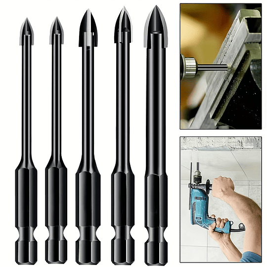 5pcs ferramenta de perfuração universal de alta eficiência, broca triangular de alargamento cruzado de haste hexagonal, ferramenta elétric