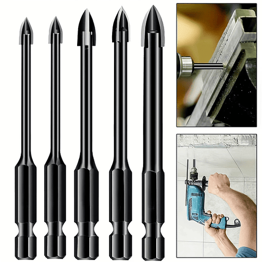 5pcs ferramenta de perfuração universal de alta eficiência, broca triangular de alargamento cruzado de haste hexagonal, ferramenta elétric