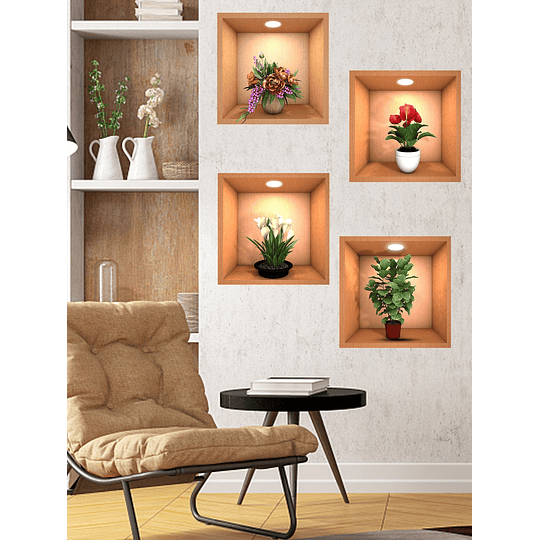 4peças adesivo de parede estampa floral