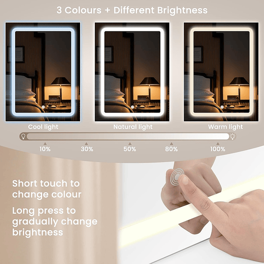 Vanity de maquilhagem com espelho e luz regulável LED, com tomada de 2 portas USB, mesa de toucador com 2 gavetas e 4 prateleiras, maquilhagem para quarto, branco