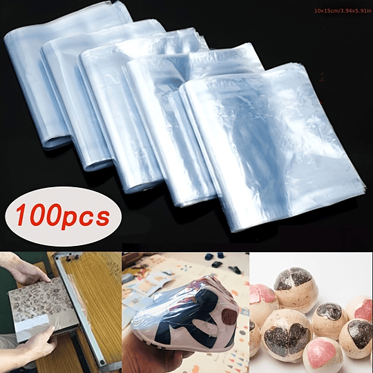 100pcs PVC Filme Termoencolhível Embalagem, Saco de Armazenamento, Saco de Embalagem Selado para Varejo, Saco de Plástico Transparente, Saco de Embalagem Cosmética de Presente