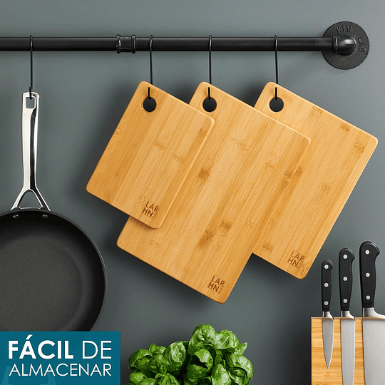 Tábuas de cortar cozinha em madeira premium extra grossas - conjunto de 3 peças em madeira de bambu para picar - 33 x 22 cm / 28 x 22 cm / 22 x 15 cm - ideal para carne, legumes, q...
