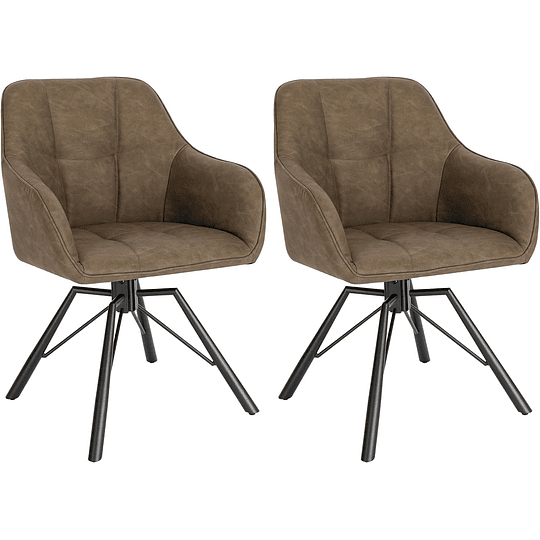 2 cadeiras de sala de jantar giratórias cadeiras de cozinha estofada em veludo macio cadeiras ergonómicas com encosto e braços para sala de estar e quarto, pernas de metal, c...