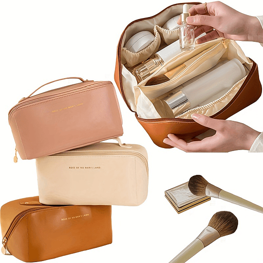 1pc grande capacidade portátil saco cosmético para maquiagem feminina, saco de viagem couro do plutônio saco de cuidados com a pele saco de higiene pessoal, organizador de saco de maquiagem