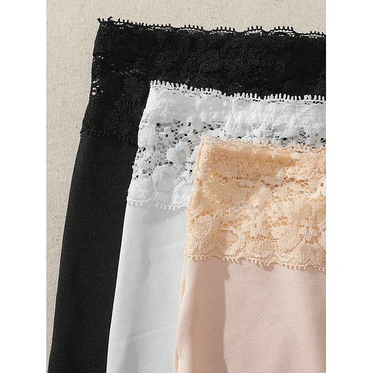 3 peças/1 peça saia forrada de renda feminina saia de baixo, anágua de cor sólida antiderrapante de verão