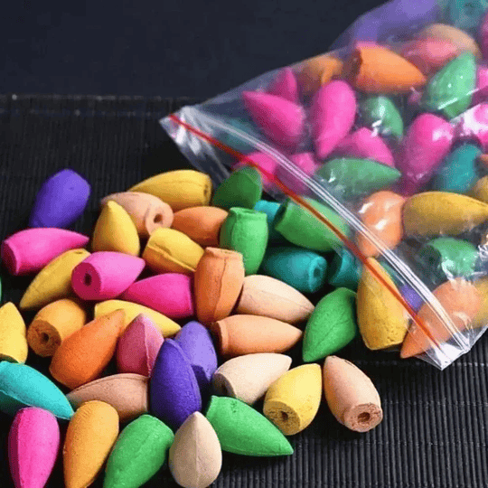 30/60pc misturado incenso natural rosa jasmim lavanda fumaça cone refluxo torre incenso refluxo bala