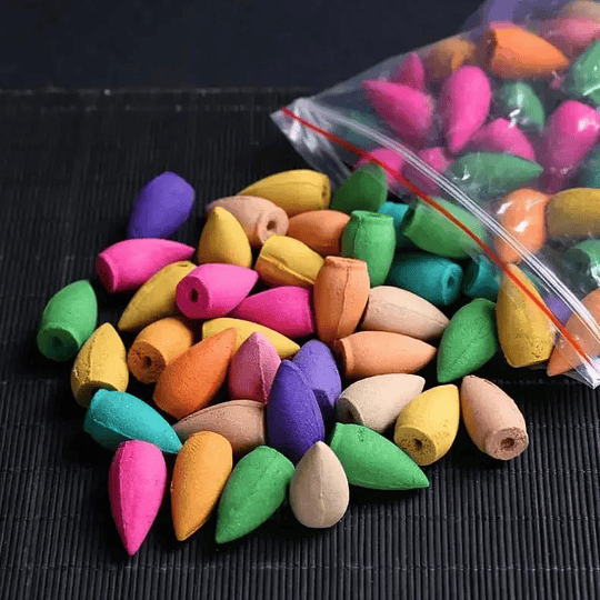 30/60pc misturado incenso natural rosa jasmim lavanda fumaça cone refluxo torre incenso refluxo bala