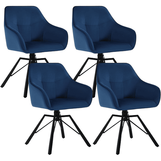 4 x cadeiras de sala de jantar giratórias cadeiras de cozinha estofada em veludo macio cadeiras ergonómicas com encosto e braços para sala de estar e quarto, pernas de metal, creme...