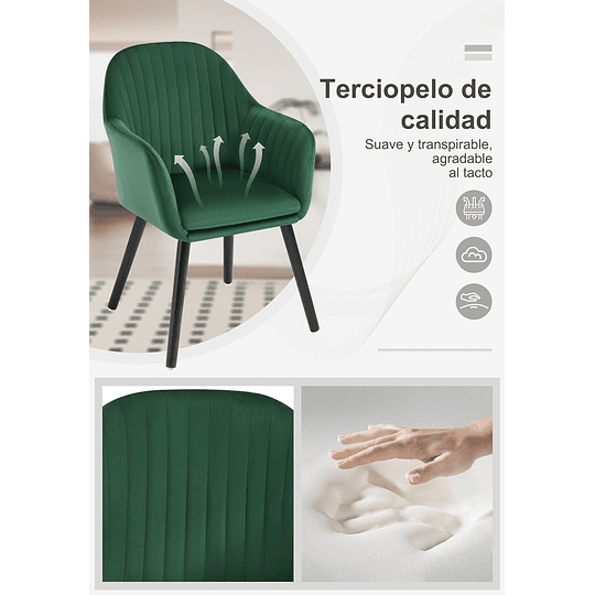 6X cadeiras de sala de jantar nórdicas estilo vintage conjunto de 6, cadeiras de cozinha cadeiras estofada com apoio de braços em veludo, estrutura de madeira cadeiras de secretária