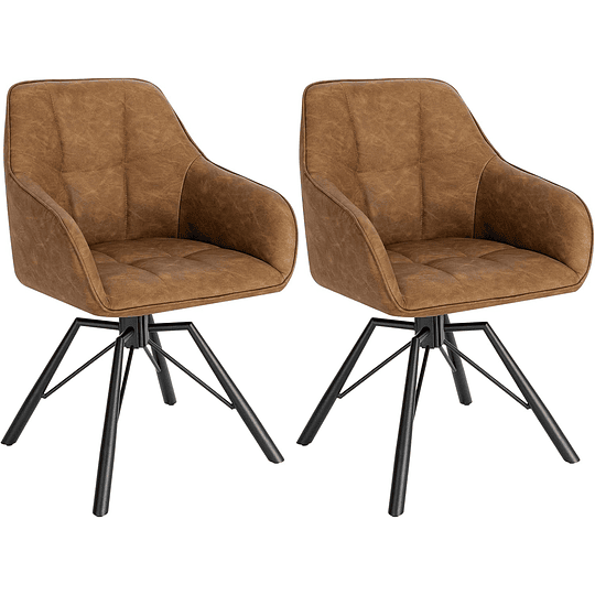 2 cadeiras de sala de jantar giratórias cadeiras de cozinha estofada em veludo macio cadeiras ergonómicas com encosto e braços para sala de estar e quarto, pernas de metal, c...