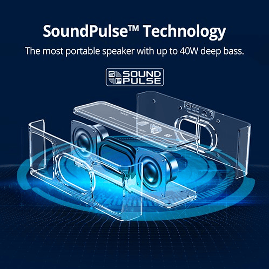 Tronsmart Element Mega SoundPulse Caixa de Som Bluetooth 5.0 com Potente Saída Máxima de 40 W, Som Digital 3D e Controle de Toque Intuitivo TWS - Preto