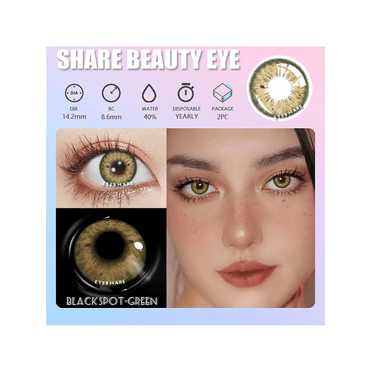 1 Par Suave Colorido Contato Naturalmente Preto Pontos, Grande Diâmetro Descartável Vida Ciclo