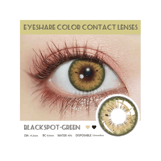 1 Par Suave Colorido Contato Naturalmente Preto Pontos, Grande Diâmetro Descartável Vida Ciclo