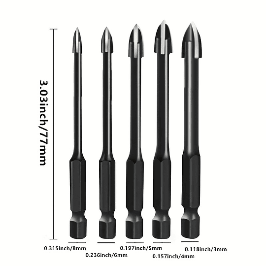 5pcs ferramenta de perfuração universal de alta eficiência, broca triangular de alargamento cruzado de haste hexagonal, ferramenta elétric