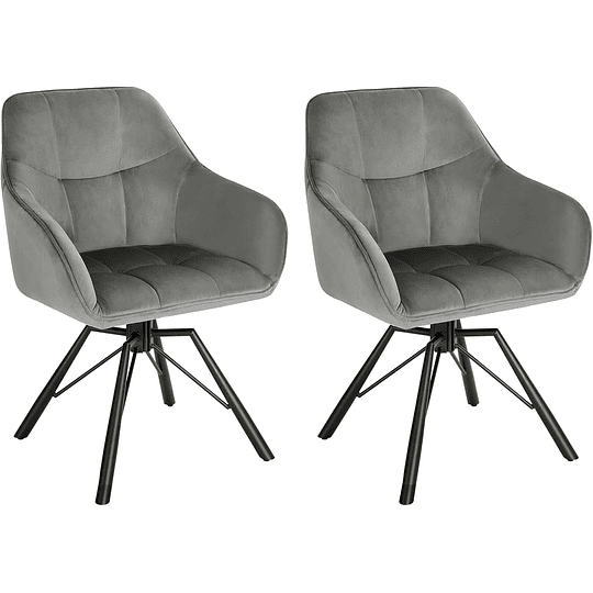 2 cadeiras de sala de jantar giratórias cadeiras de cozinha estofada em veludo macio cadeiras ergonómicas com encosto e braços para sala de estar e quarto, pernas de metal, c...