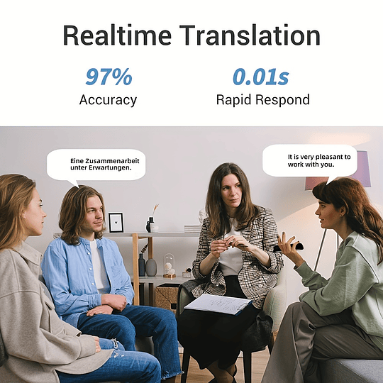 Tradutor de voz inteligente de 137 idiomas: tradução instantânea em tempo real, apresentação de resultados de tradução de aplicações, adequado para a maioria dos telefones Android/iOS