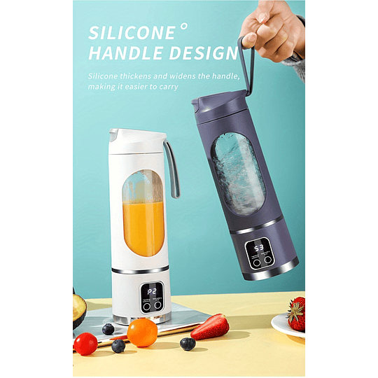 1 unidade, espremedor portátil recarregável USB, mini liquidificador, mini triturador de gelo com três modos, visor digital e 12 lâminas, fácil de limpar, adequado para viagens, máquina de sumo fresco