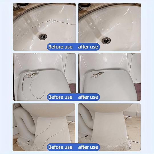 Agente de reparação de cerâmica Bangkate - tubo de 50 ml, cola líquida branca para fixação de fissuras, furos e riscos em porcelana, resistente a manchas, resistente à água e à prova de fugas, ideal p