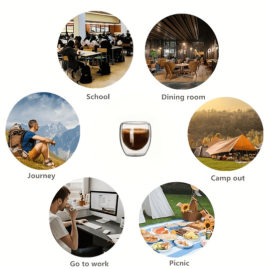 6 peças de canecas de café expresso de vidro de 2,7 onças, copos isolados de parede dupla, conjunto de copos para chá, café, café com leite, café, leite, transparente para restaurante Eid Al-Adha Muba