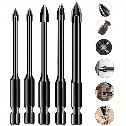 5pcs ferramenta de perfuração universal de alta eficiência, broca triangular de alargamento cruzado de haste hexagonal, ferramenta elétric