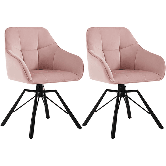 2 cadeiras de sala de jantar giratórias cadeiras de cozinha estofada em veludo macio cadeiras ergonómicas com encosto e braços para sala de estar e quarto, pernas de metal, c...