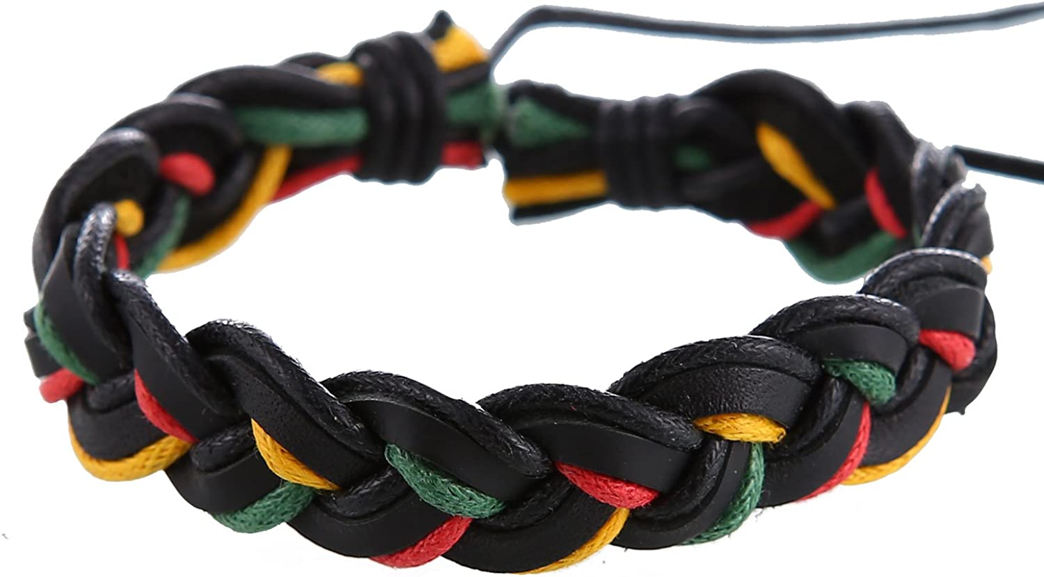 6 pulseiras rastafari de couro e tecido, couro, sem pedra, Couro, sem pedra