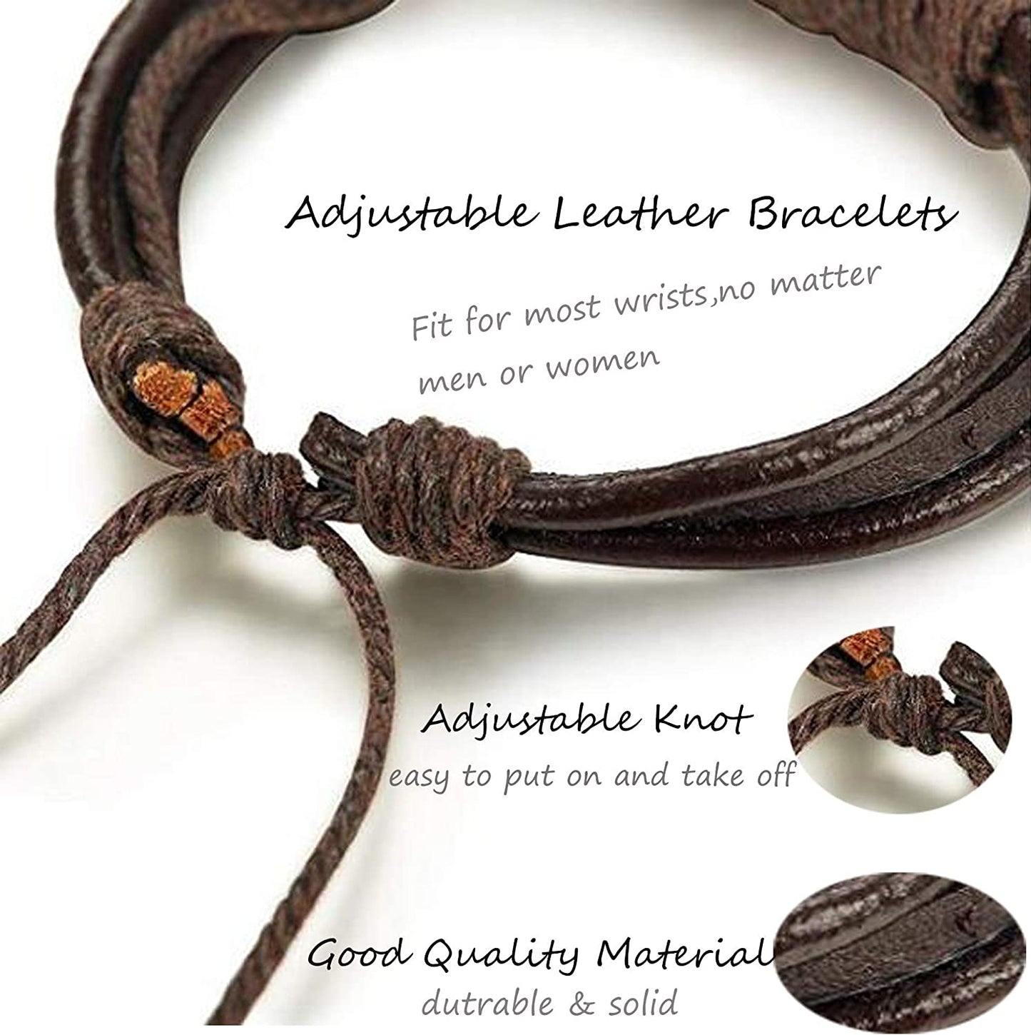 26 peças tecidas, pulseira de couro entrançado para homens e mulheres, cordões de cânhamo contas de madeira, braceletes de punho ajustáveis