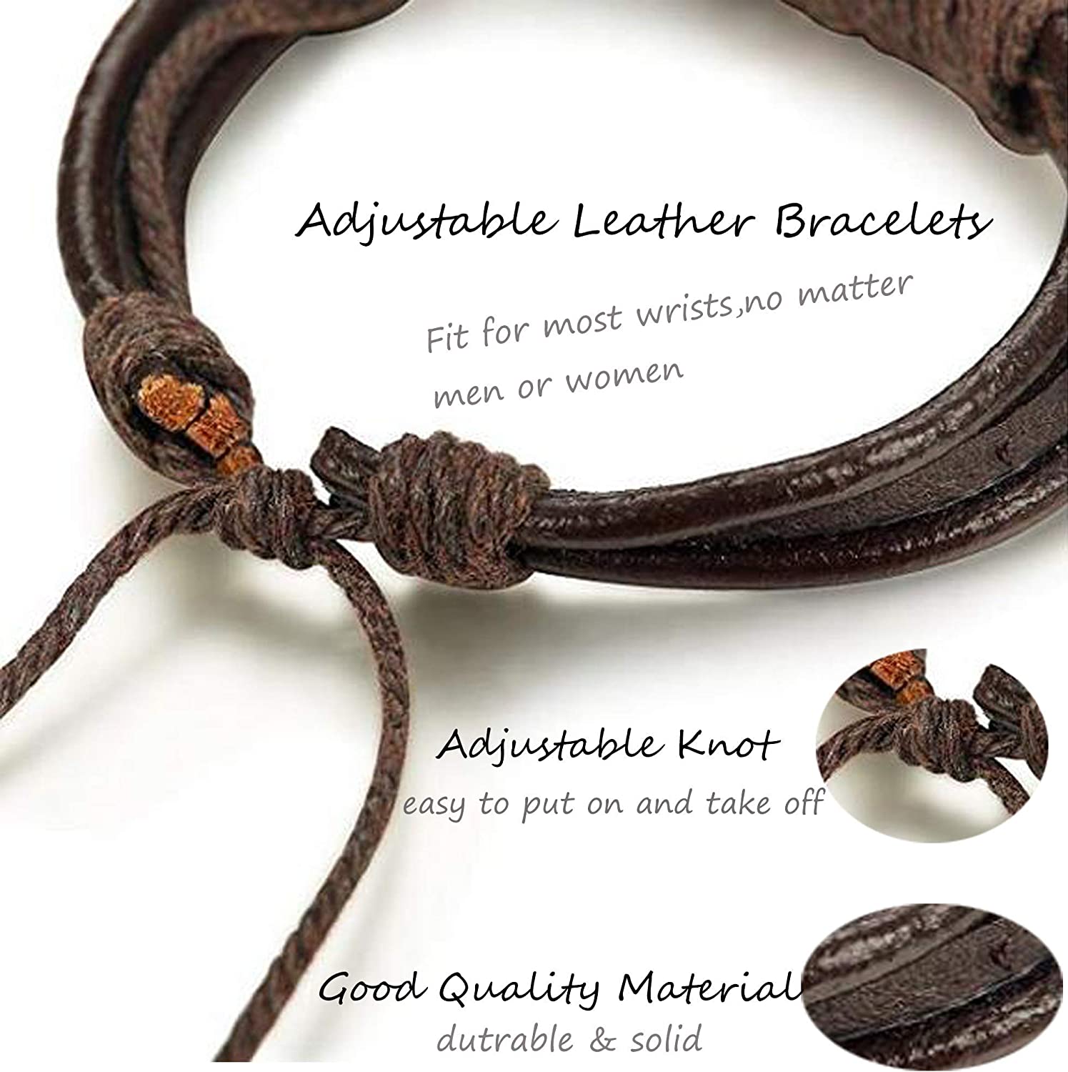 26 peças tecidas, pulseira de couro entrançado para homens e mulheres, cordões de cânhamo contas de madeira, braceletes de punho ajustáveis