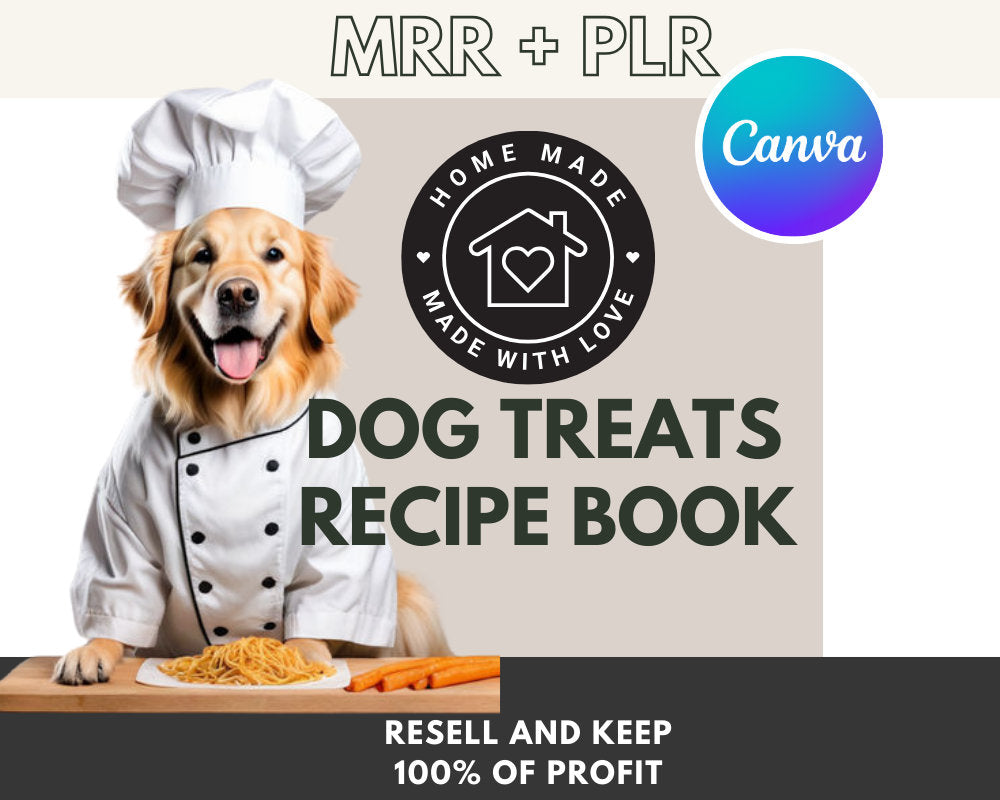 Em Inglês, Livro de Receitas de Petiscos para Cães: Modelo Canva com Direitos de Revenda (PDF)  🐶Livro de Receitas para Cães com direitos de revenda totais em Ingês.