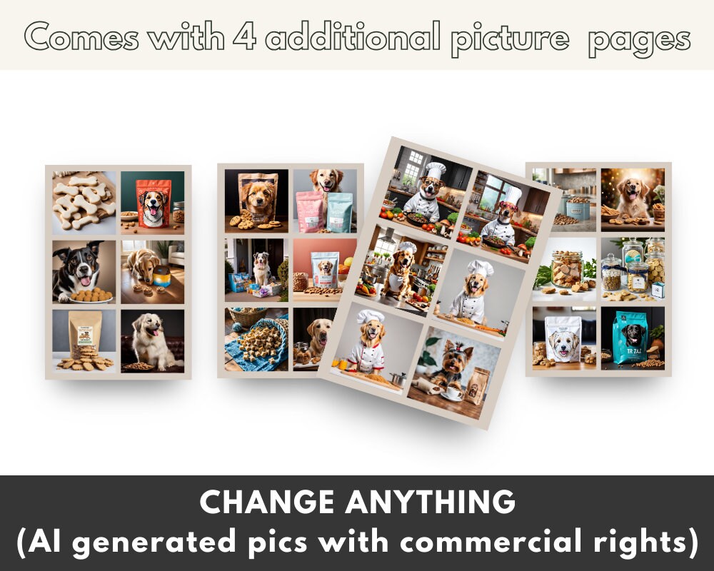 Em Inglês, Livro de Receitas de Petiscos para Cães: Modelo Canva com Direitos de Revenda (PDF)  🐶Livro de Receitas para Cães com direitos de revenda totais em Ingês.