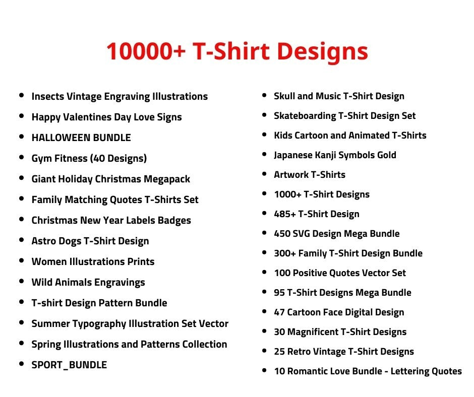T-shirt Designs -Unlock 10,000 Premium  – Affordable & Ready to Print