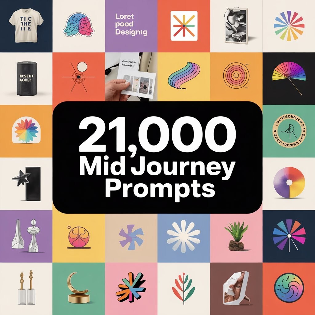 21,000 MidJourney Prompts Bundle - Comprehensive Collection for T-Shirt Designs,