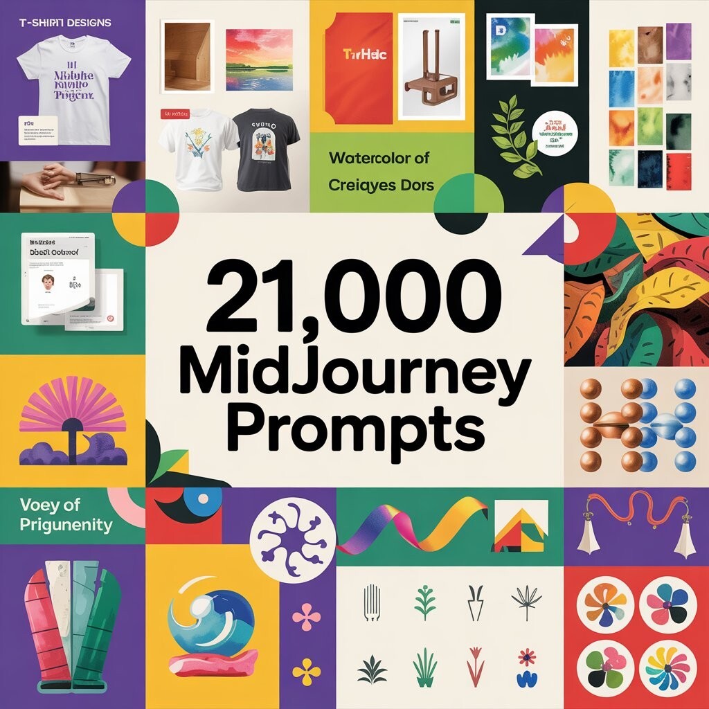 21,000 MidJourney Prompts Bundle - Comprehensive Collection for T-Shirt Designs,